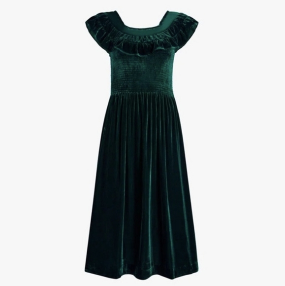 Hill House Dresses & Skirts - Hill House Akilah Velvet Emerald Green Nap Dress Medium NEW